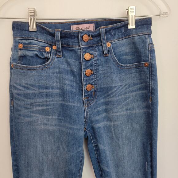 Madewell Cali Demi Boot Jeans Cropped Bronson Destructed Chewed Hem Women 24 - Picture 4 of 12